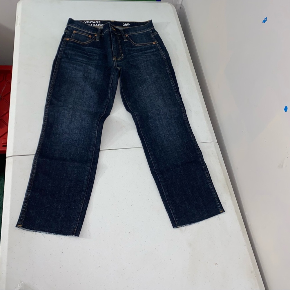 J Crew Vintage Slim Straight Blue Jeans, Women's Size 28P, Dark Wash, NWT